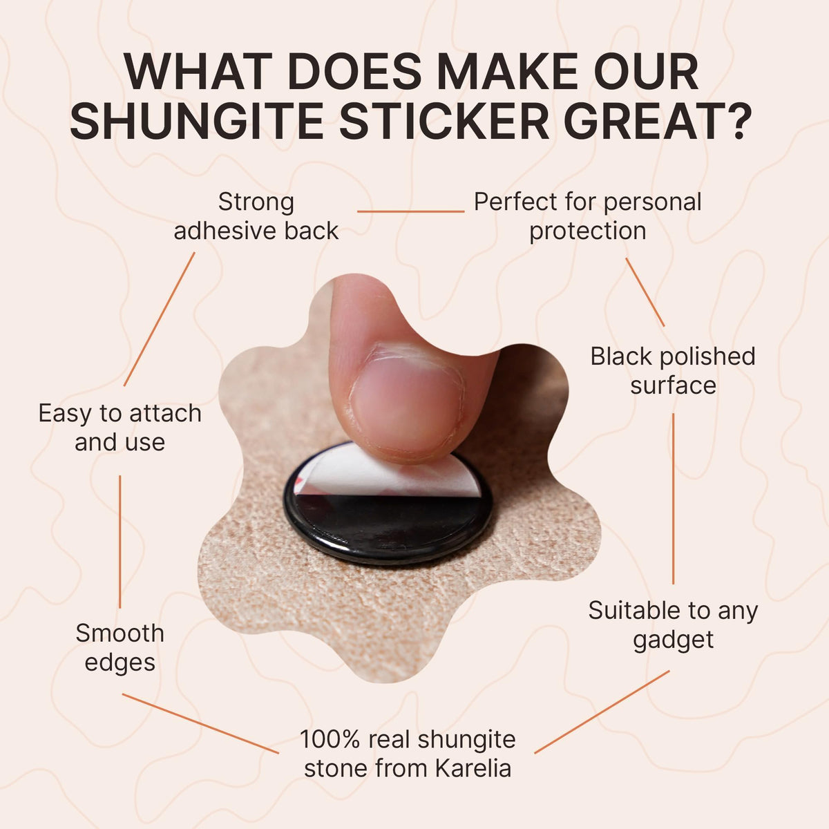 Adhesive-backed shungite plate ready to apply on gadgets