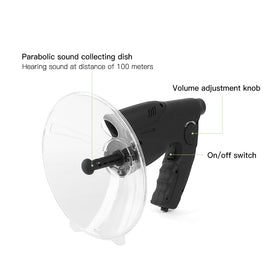 Karlak parabolic dish demonstrating distant call listening in the wild