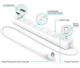 Kasa Smart outlet closeup highlighting individually controlled sockets for precise automation