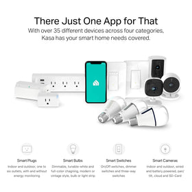 Kasa Smart KP303 box and manual displaying simple setup and app requirements
