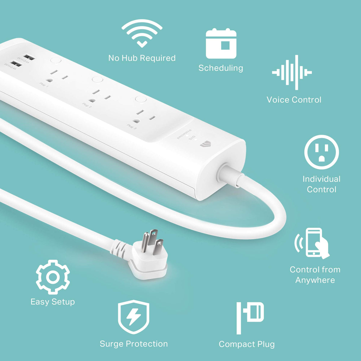 Kasa Smart KP303 USB ports detail for charging phones and tablets without adapters