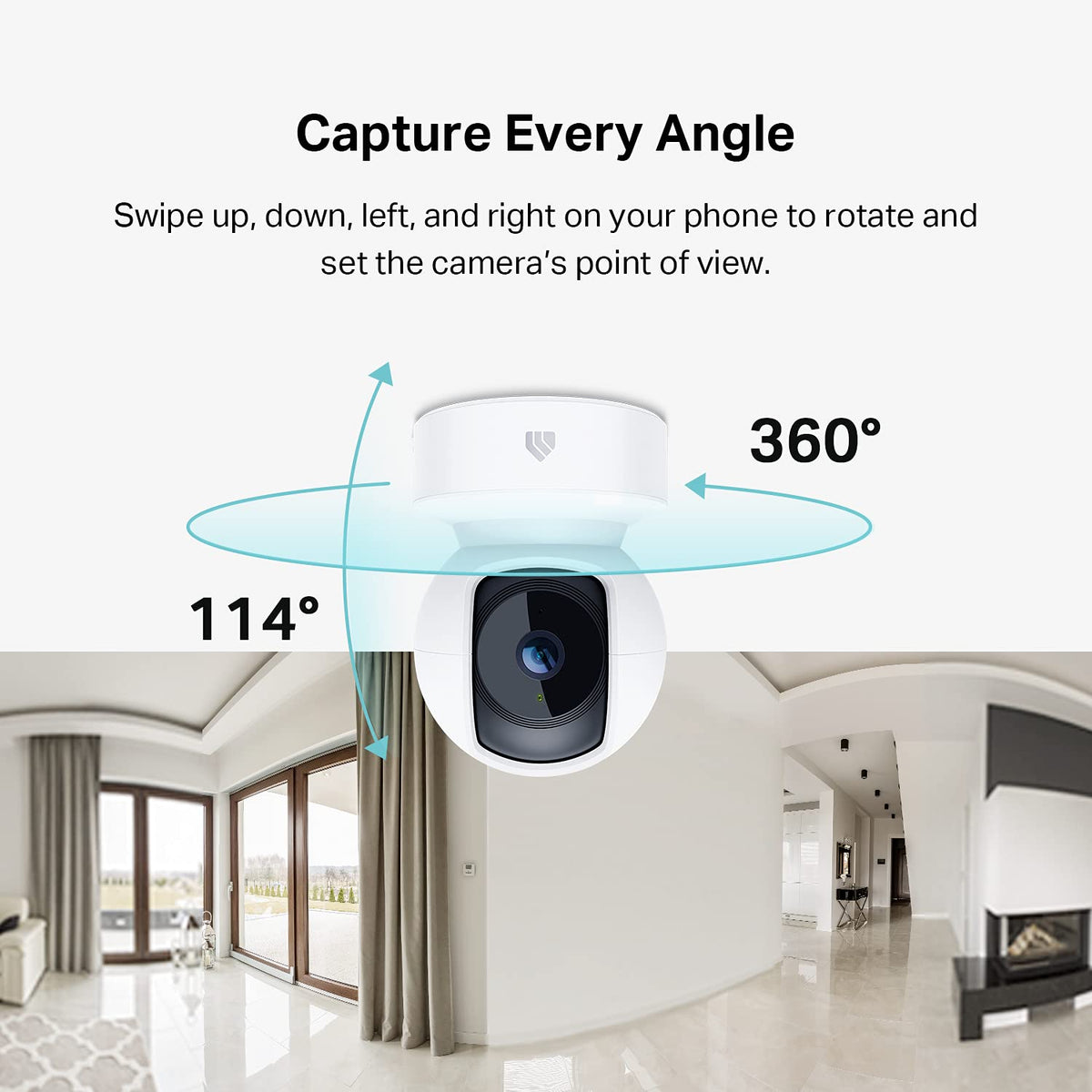 Kasa Smart KC410S close-up of lens and sensor for sharper 2K video