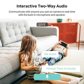 Kasa Smart KC410S microSD slot and cord showing local continuous storage