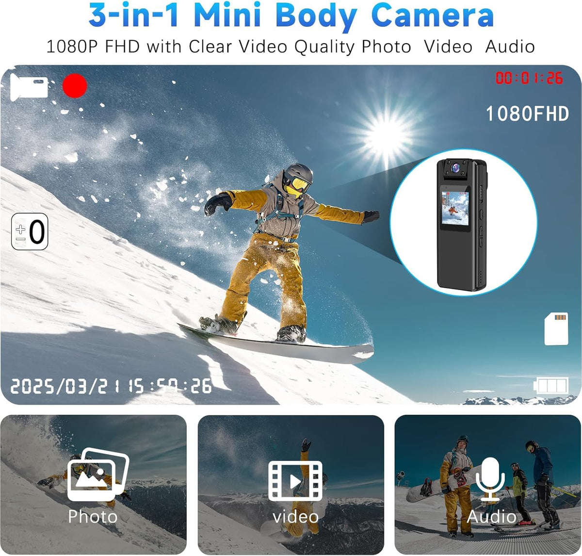 KASHEVI body camera motion detection to save power and storage