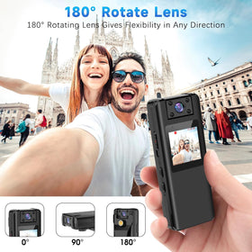 KASHEVI body camera with rotating lens for flexible angles