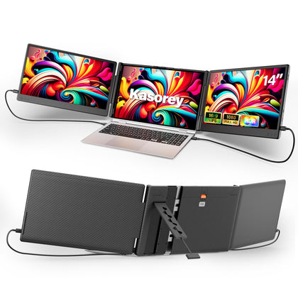 Kasorey new upgraded laptop screen extender enables a triple-display setup for enhanced multitasking.