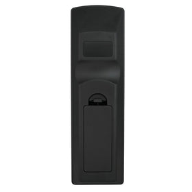 Kassionel remote pointed at Sylvania TV demonstrating simple plug-and-play benefit
