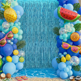 KatchOn mermaid theme blue streamer curtain for ocean-inspired décor.
