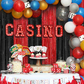 KatchOn curtain styled with balloon arch for coordinated party décor