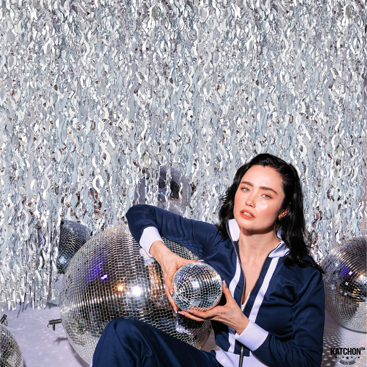 KatchOn XtraLarge wavy silver foil curtain reusable across events