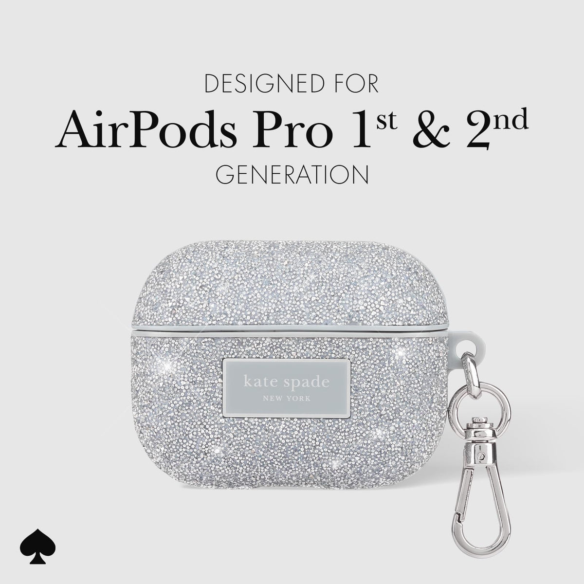 package image of kate spade AirPods Pro crystal pave silver case