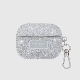 wireless charging friendly kate spade AirPods Pro case with crystal pave silver
