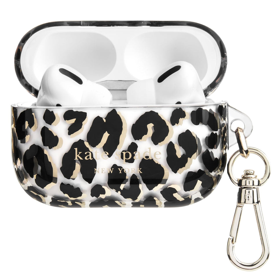 kate spade new york front view showing City Leopard case and secure fit benefit
