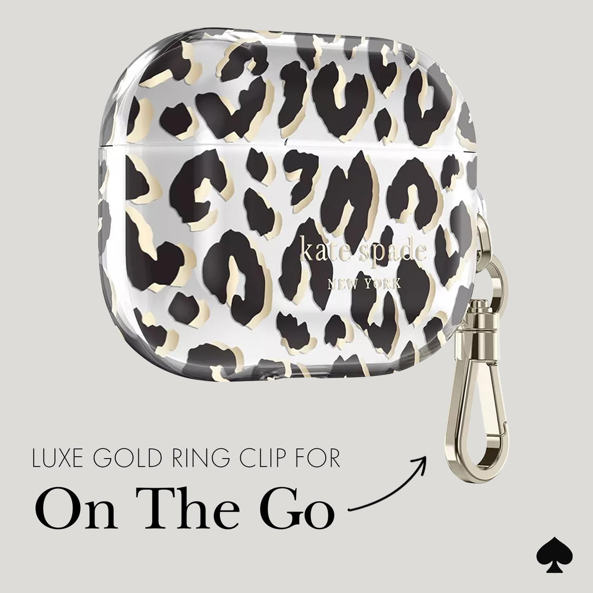 kate spade new york case next to AirPods showing slim, lightweight profile