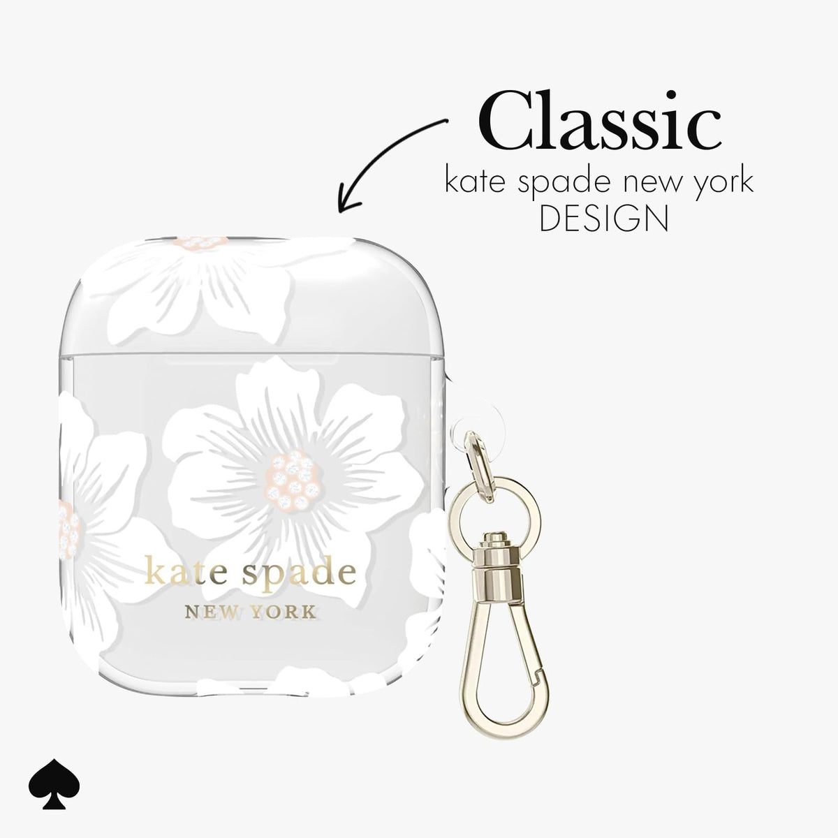 kate spade new york AirPods case Hollyhock Cream back view with lightweight design