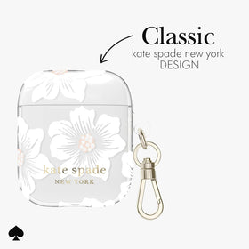 kate spade new york AirPods case Hollyhock Cream back view with lightweight design