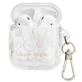 kate spade new york AirPods case Hollyhock Cream front view with two-piece shell protection