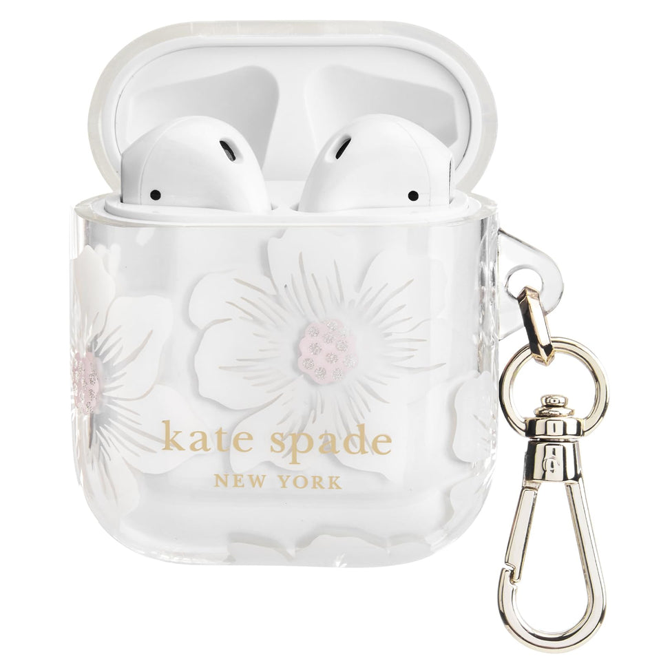 kate spade new york AirPods case Hollyhock Cream front view with two-piece shell protection