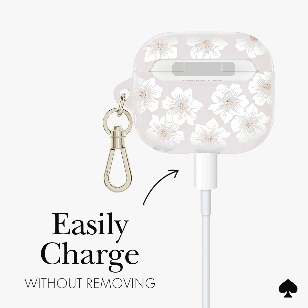 kate spade new york Hollyhock Cream AirPods case wireless charging ready supports hassle-free charging