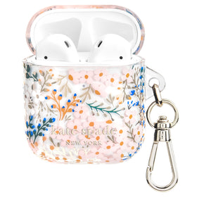 kate spade new york AirPods case, multi floral rose, front view for stylish protection