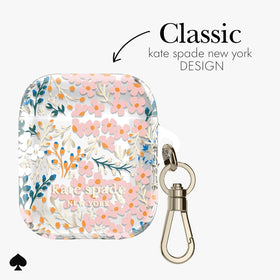 kate spade new york AirPods case with keychain ring, top view for easy attachment