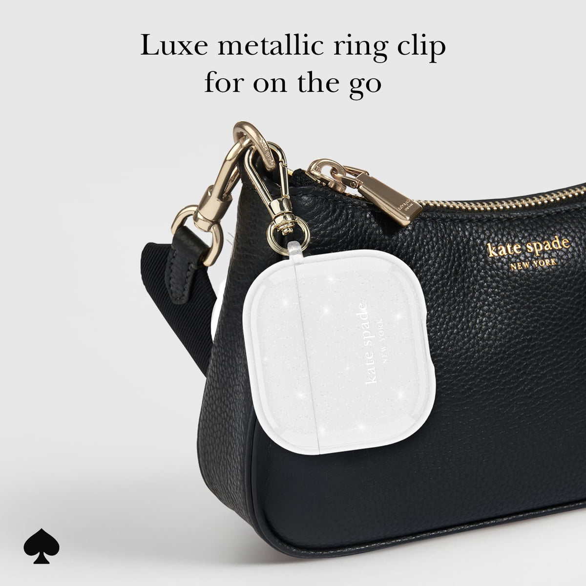 kate spade new york case on AirPods 4 shown in hand to display size and fit
