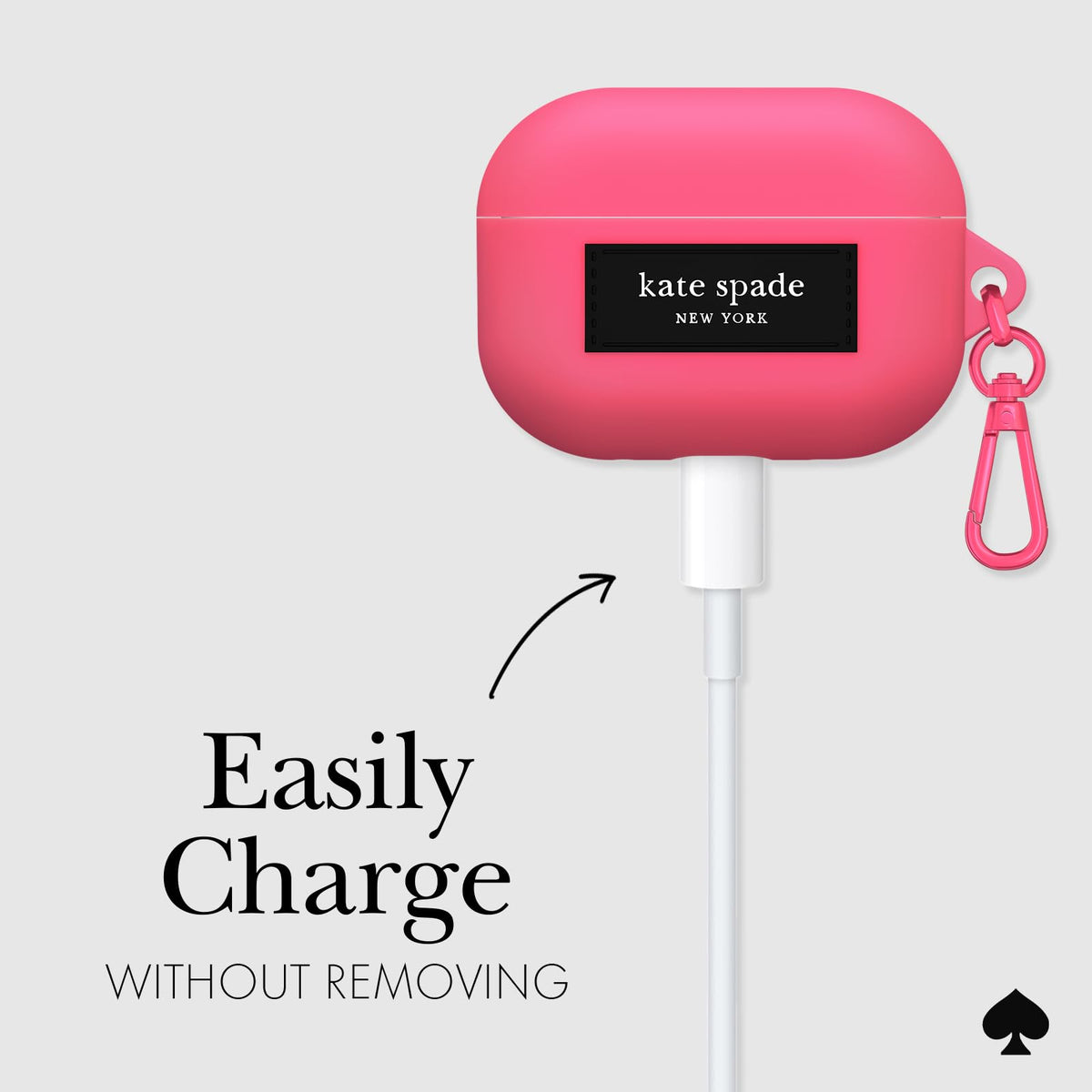 kate spade new york case clipped to a bag demonstrating quick access on the go