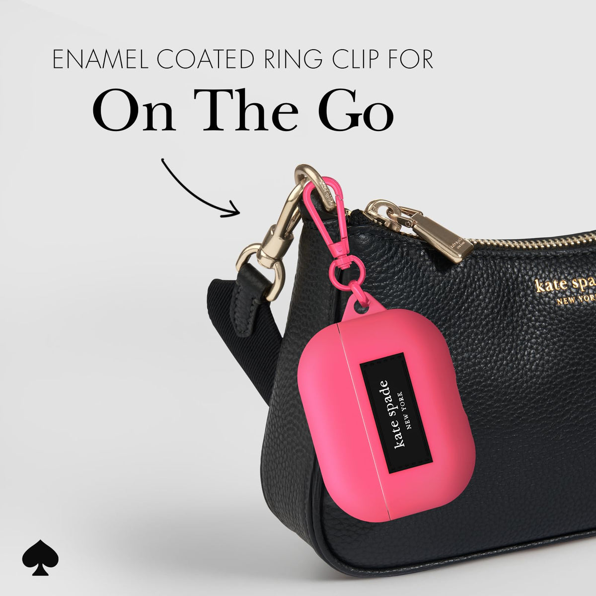 kate spade new york side-by-side with AirPods case showing accurate fit and scale