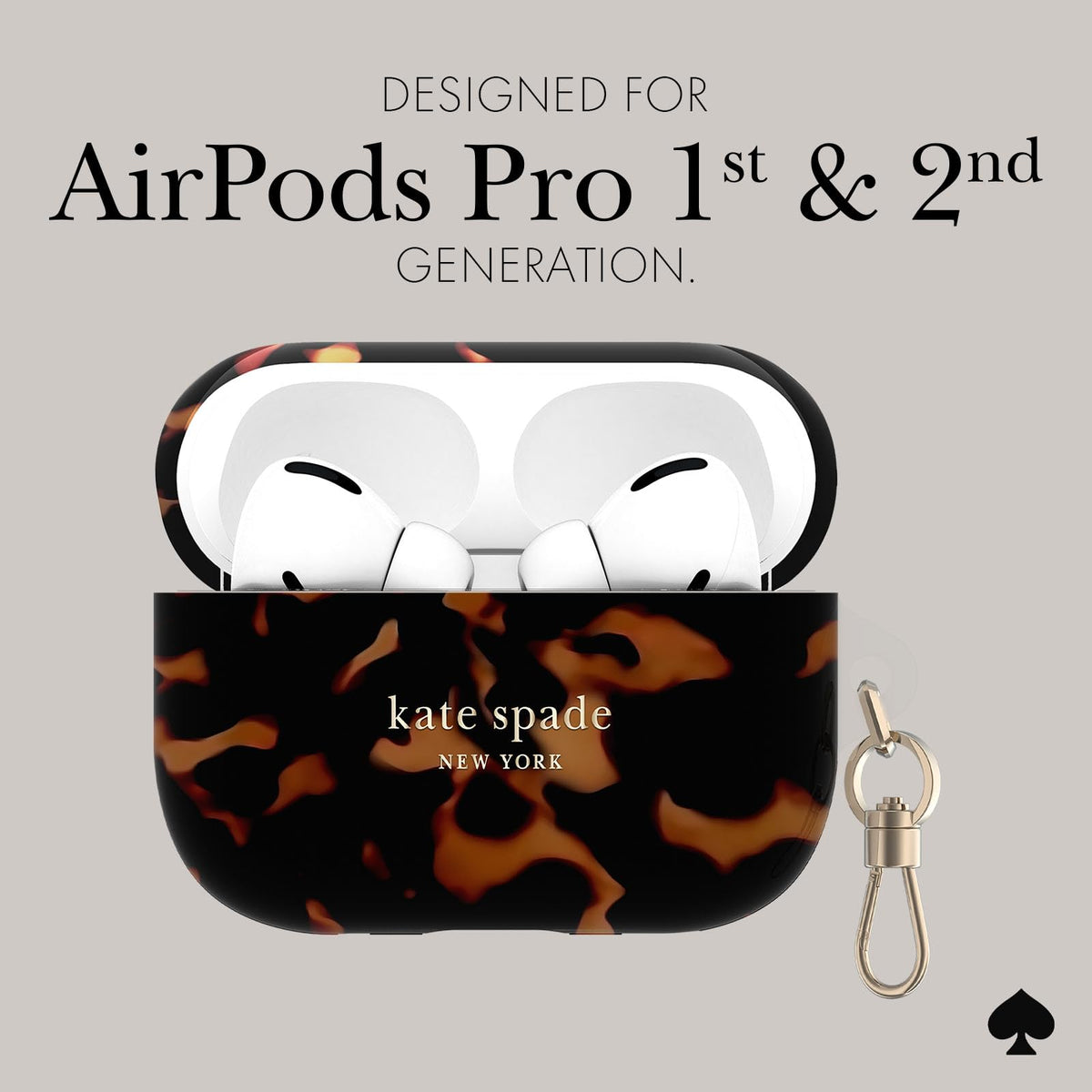 kate spade new york case beside AirPods case showing slim profile and fit
