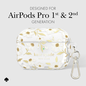 kate spade new york open case with AirPods inside demonstrating secure fit benefit