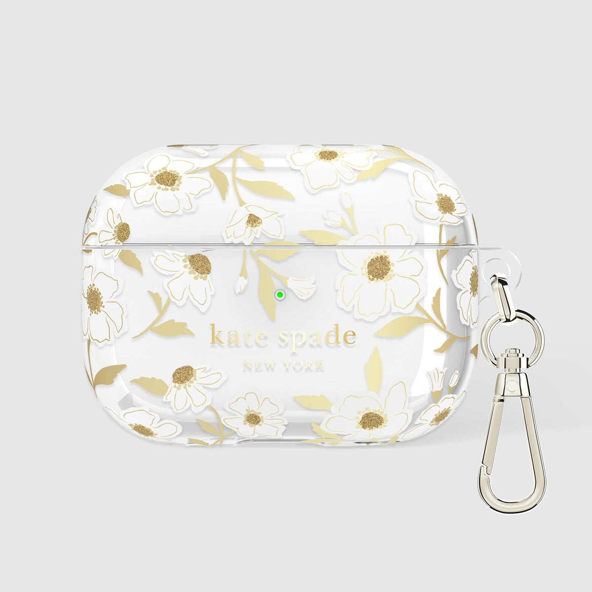 kate spade new york clipped to a handbag showing quick-access and style benefit