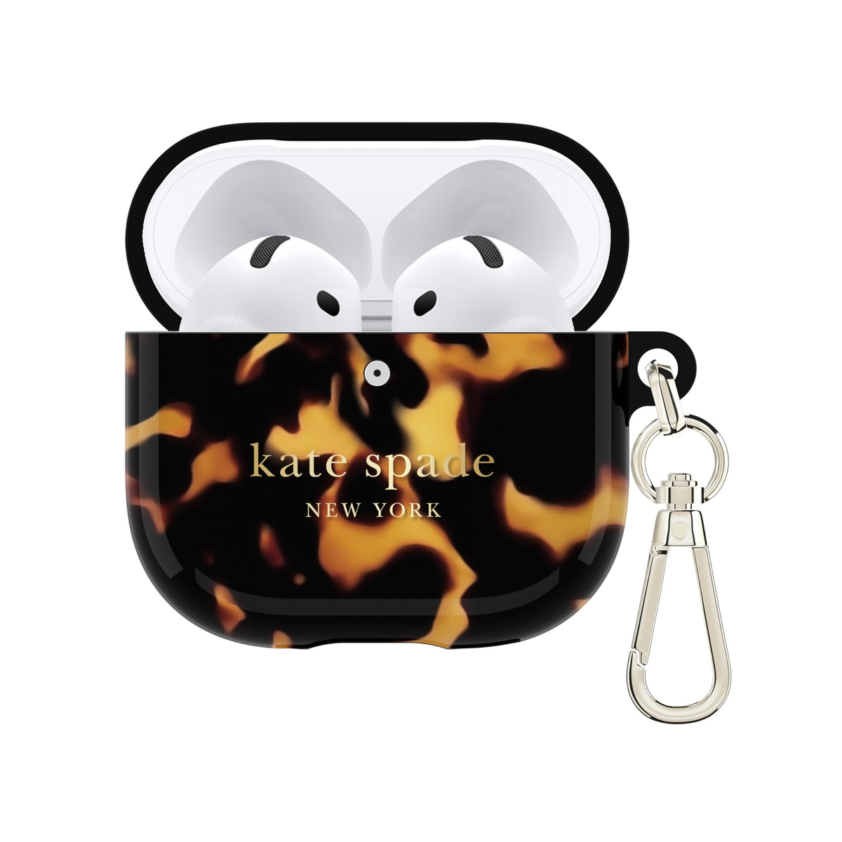 kate spade new york front view of case showing transparent tortoise pattern and sleek protection