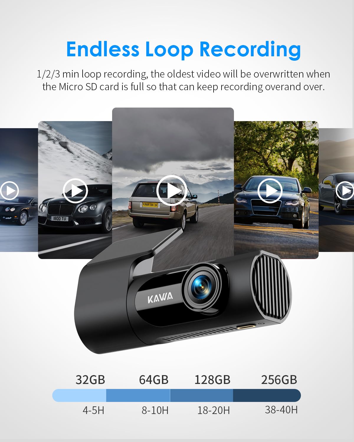 KAWA dash cam app live view on smartphone for quick review and downloads