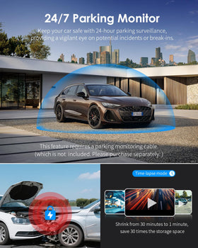 KAWA dash cam memory card slot displaying support for up to 256GB storage