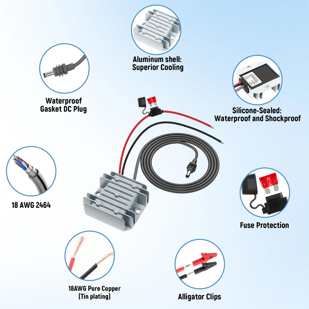 KayCQYIN Detachable alligator clips for flexible installation.