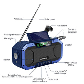 KAYINOW Emergency NOAA Radio compact size fits bags for quick access