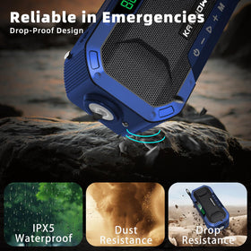 KAYINOW Emergency NOAA Radio hand crank demonstrates portable power during outages