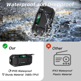 KAYINOW solar hand crank radio IPX5 waterproof for rainy adventures