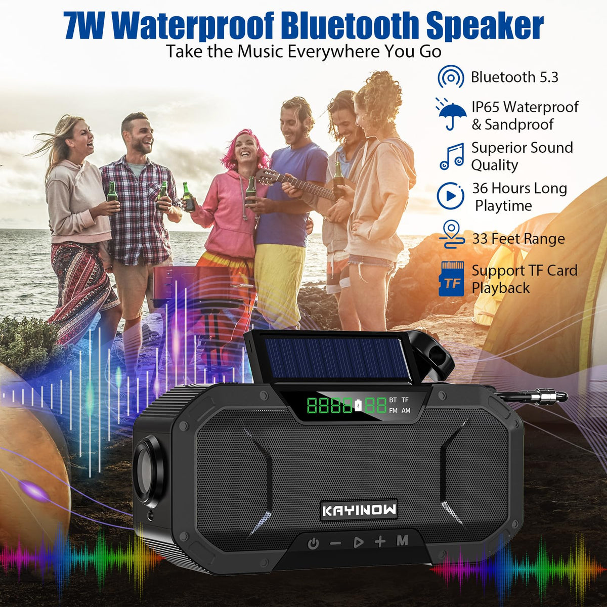 KAYINOW solar hand crank radio LED flashlight for emergency lighting