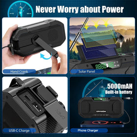 KAYINOW solar hand crank radio USB port for phone charging during outages