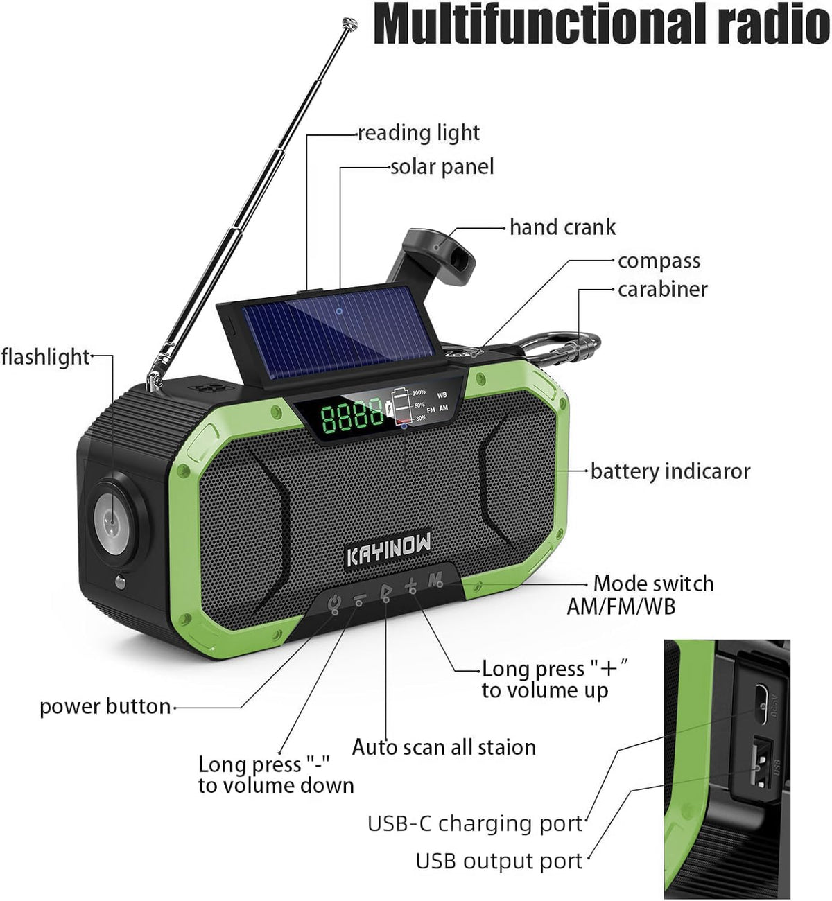 KAYINOW SOS alarm and flashlight – visible distress beacon during emergencies.