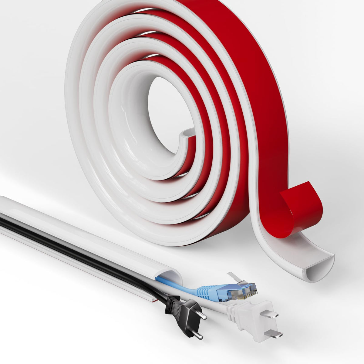 Kayleinster 39 inch cord hider along a wall-mounted TV concealing cables for a clean setup