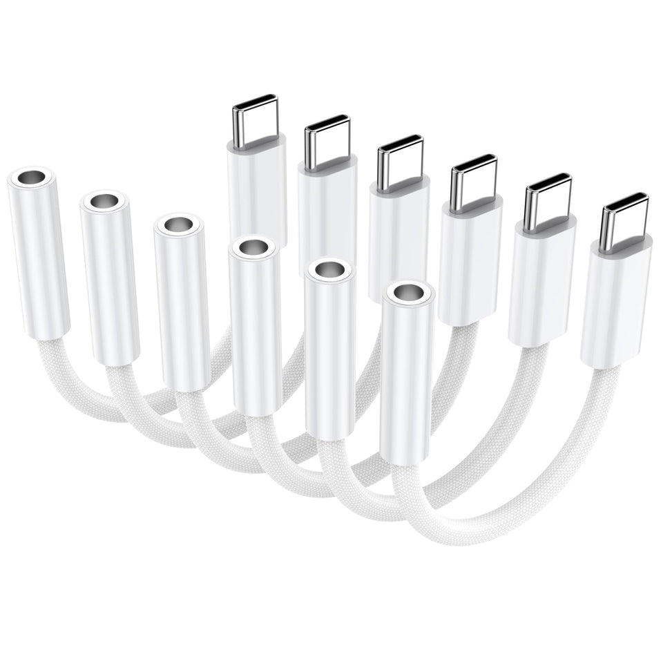 KayQinho USB-C to 3.5mm dongle front view, portable audio upgrade for modern devices.