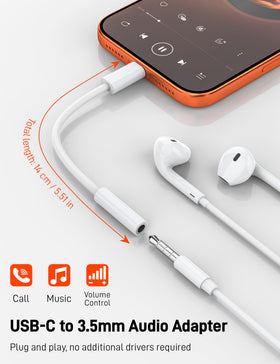 KayQinho USB-C to 3.5mm dongle side port view, plug-and-play convenience.