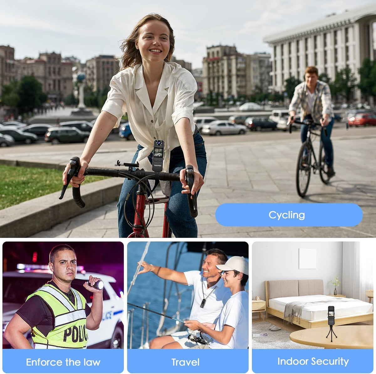 Kaysunlink body camera with 180-degree rotating lens for versatile angles.