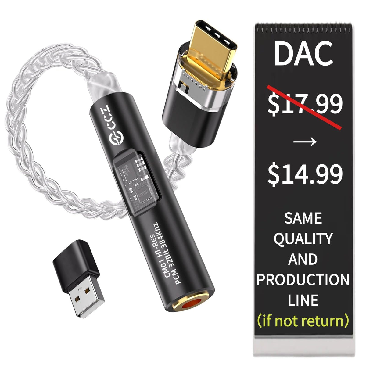 KB EAR USB C DAC with amplifier, front view, enhanced clarity.