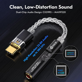 KB EAR USB C DAC connected to a laptop for clearer audio and details.