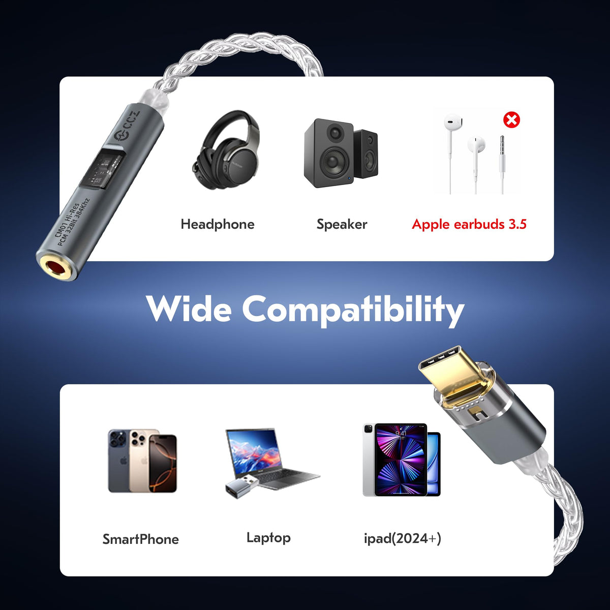 KB EAR plug-and-play DAC dongle works without drivers.