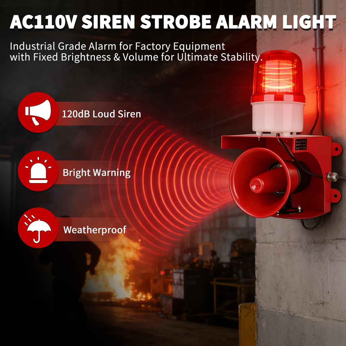 kbaoele AC110V LED warning beacon light for bright daytime visibility