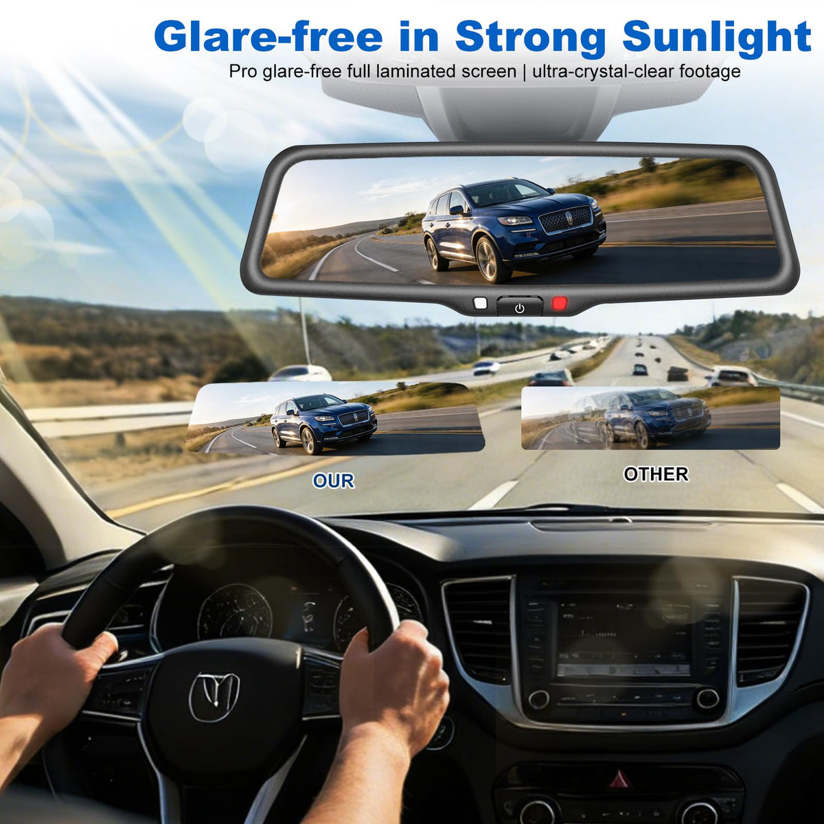 KBD IP68 rear camera withstands rain for reliable daily recording.